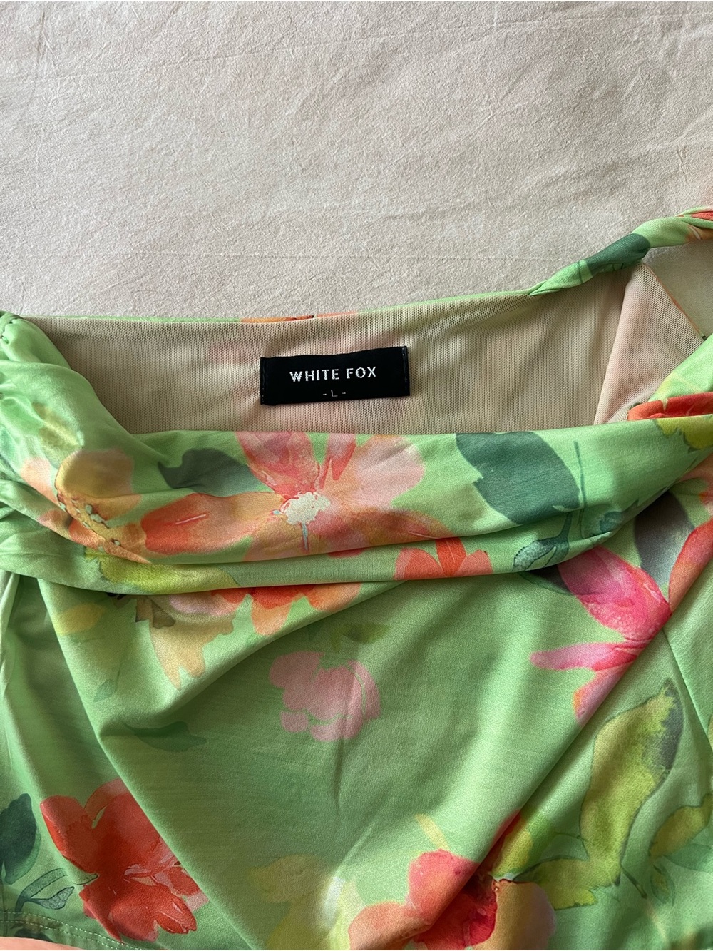 White Fox Floral One-Shoulder Tank Top - Picture 2 of 2